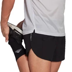 Adidas Own The Run Split Running Shorts 12 Adidas Own The Run Split Running Shorts -Compressport Verkaufsladen H58594 APP on model walking white