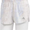 Adidas Women's Fast 2in1 All Over Print Run Shorts -Compressport Verkaufsladen HS8614 1 APPAREL Photography Front20View white